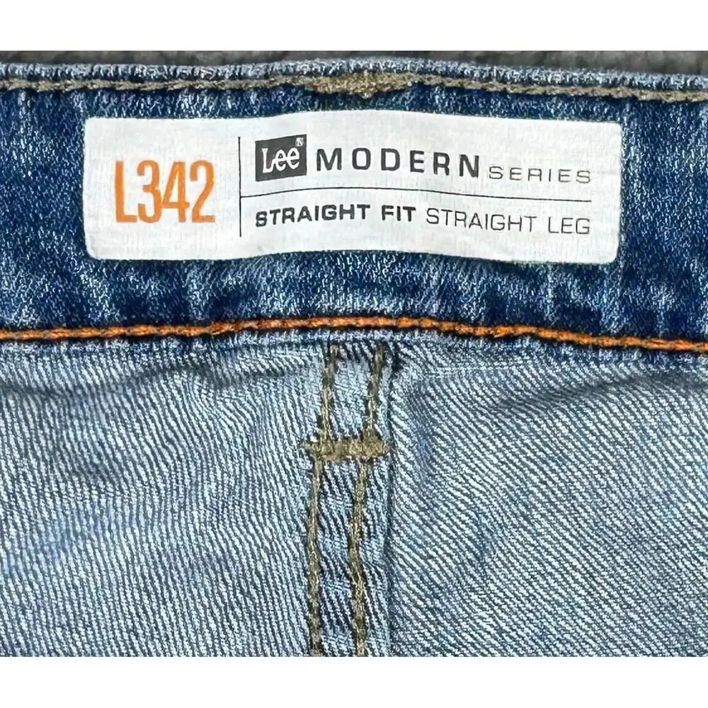 Lee Modern Series Straight Leg Jeans Mens Sz 34 Stretch Denim 5-Pockets Classic - Picture 9 of 13